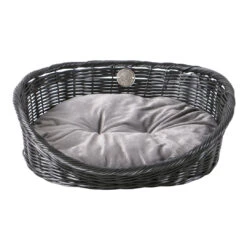 RUSTIC RATTAN MET KUSSEN XS - 43x36x15cm Zwart/antraciet