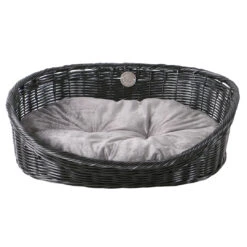 RUSTIC RATTAN MET KUSSEN S - 54x40x17,5cm Zwart/antraciet