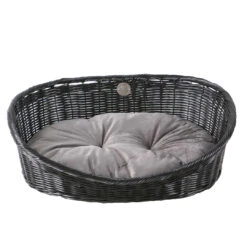 RUSTIC RATTAN MET KUSSEN M - 58x44x19cm Zwart/antraciet