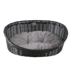 RUSTIC RATTAN MET KUSSEN L - 63x50x21cm Zwart/antraciet