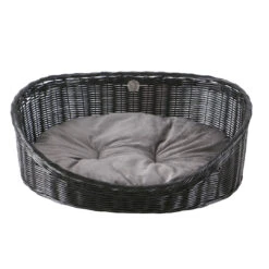 Rustic Rattan Met Kussen XL - 70x53x23cm Zwart/antraciet