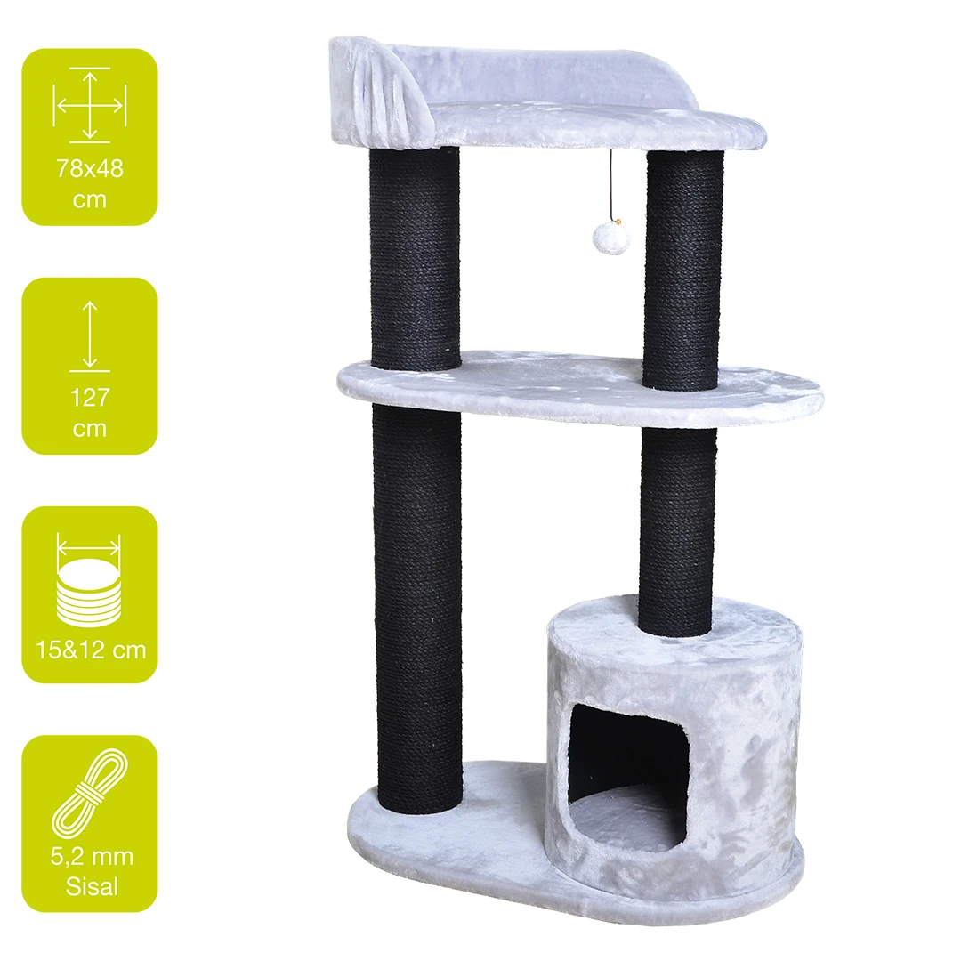 Krabpaal Bedford 127 78x48x127cm Lichtgrijs 2 Krabpaal Bedford 127 78x48x127cm Lichtgrijs - Afbeelding 2