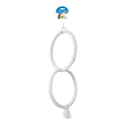 Papegaaispeeltje Met 2 Ringen 50cm Wit