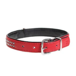 CRYSTAL CHIC KUNSTLEER HALSBAND 35-42cm/19mm Rood