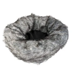 Donut Bed Met Lange Pluche 55x55x17cm Grijs