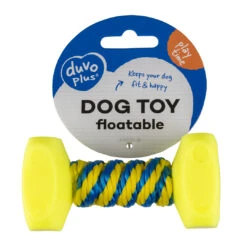 Dogtoy Dumbell Met Touw 14x7cm Blauw/geel