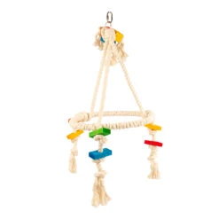 Birdtoy Kleurrijke Piramide Met Blokjes & Touw 35x35x73cm Gemengde Kleuren