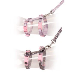 KAT WANDELSET PANTER 20-35cm / 10mm - 125cm Zwart/roze