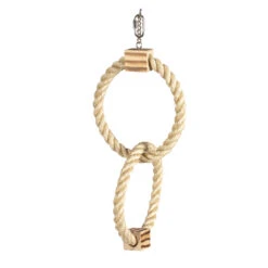 DUBBELE RING IN SISAL EN HOUTEN BBQ BLOKKEN 42cm