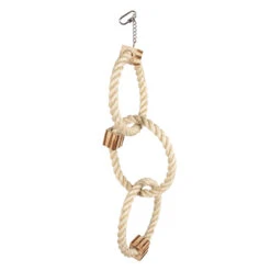 DRIEDUBBELE RING IN SISAL EN HOUTEN BBQ BLOKK 56cm