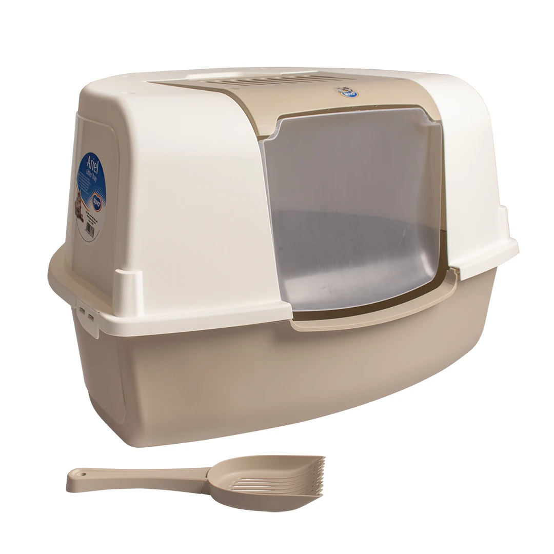 Kattentoilet Ariel Hoek Met Filter En Schepje 58x47x38cm Mocaccino 1 Kattentoilet Ariel Hoek Met Filter En Schepje 58x47x38cm Mocaccino