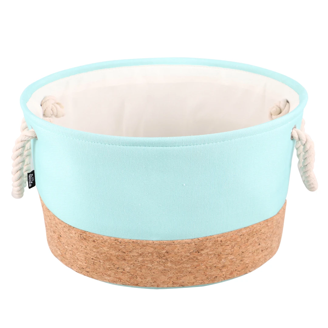 Guava Cork & Poly Mand Rond L - 45x45x25cm Groen 1 Guava Cork & Poly Mand Rond L - 45x45x25cm Groen