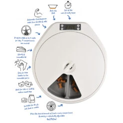 Automatische Eetkom - 5 Maaltijden 5x240ml - 33x36x6cm Wit/grijs -Hond | Kat Winkel 5414365365783 dt3 webl1