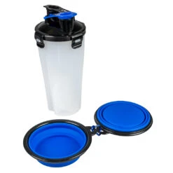 2-in-1 Eet- En Drink Reisset 350ml - 11x11x23cm Blauw/zwart