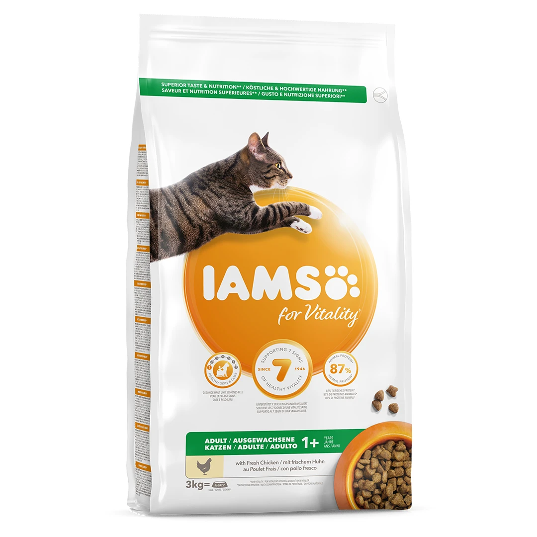 Iams For Vitality Adult Cat Chicken 3kg 1 Iams For Vitality Adult Cat Chicken 3kg