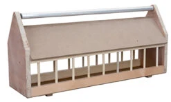 DUIVENEETBAK HOUT + ROL IN METAAL 19x60x29cm