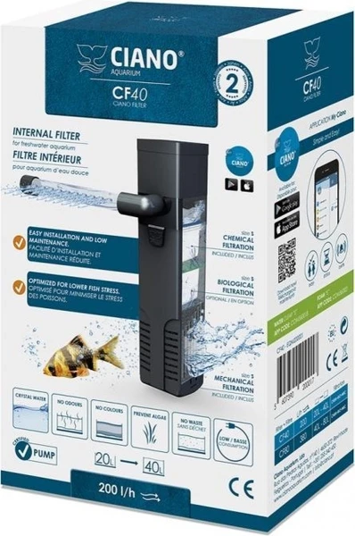 Ciano BINNENFILTER CF40 3,5x5,5x14cm Zwart 2 Ciano BINNENFILTER CF40 3,5x5,5x14cm Zwart - Afbeelding 2